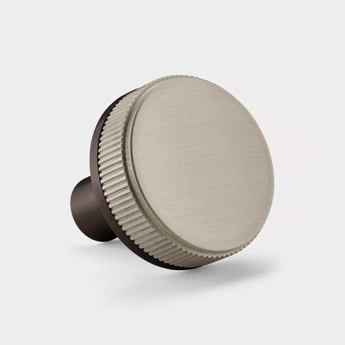 Bronze Brass Linear Door Knobs with Tip In Silver