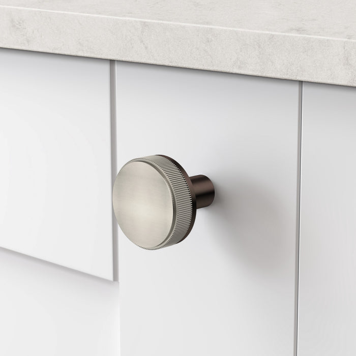 Bronze Brass Linear Door Knobs with Tip In Silver – product view 2