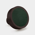 Bronze & Leather Round Door Knobs in Green