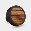 Bronze & Wood Round Door Knobs in Zebrano