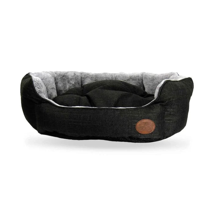Charcoal Softie Dog Pet Bed - Faux Fur Rectangle Box Bed Machine Washable - Pet Beds for dogs Snug and Cosy Pets
