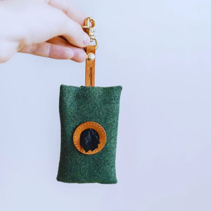 CleanWalk – Felt Dog Waste Bag Dispenser with Leather Strap