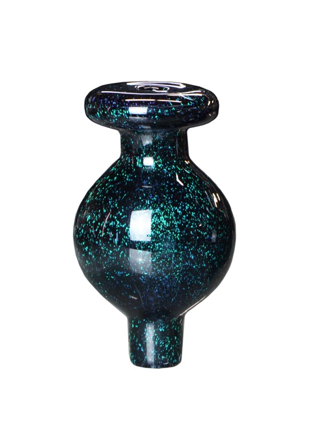 Bubble cap with sparkly blue cosmic design.