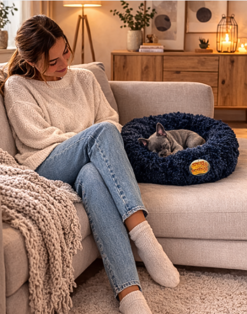 Anti Anxiety Donut Dog Pet Puppy Bed - Cozy Comfort for Your Furry Friend - Pet Beds for dogs Snug and Cosy Pets
