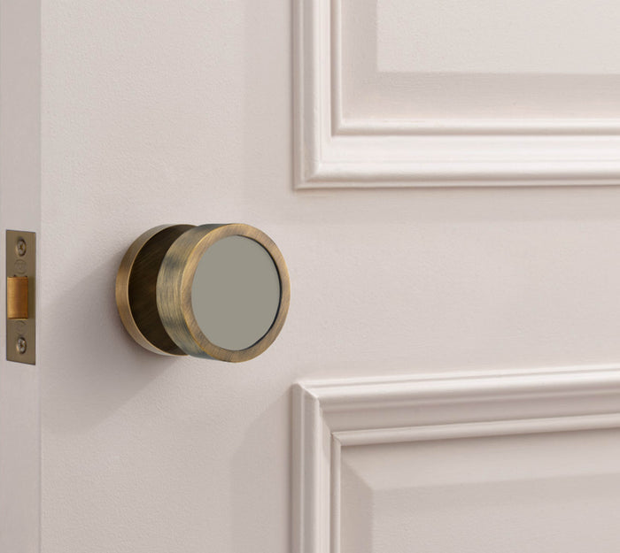 Custom Colour Brass Mortice Door Knobs in Antique – installed view