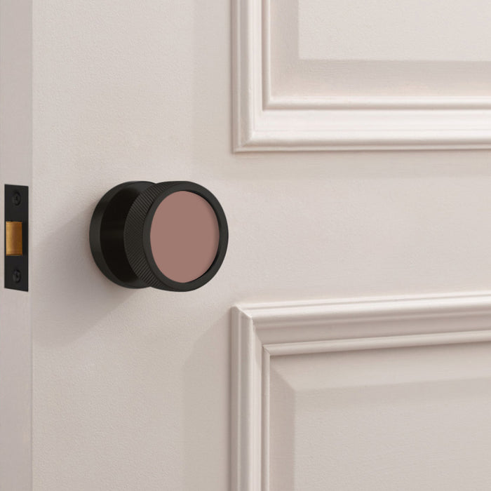 Custom Colour Brass Mortice Door Knobs Knurled in Black – product view 3