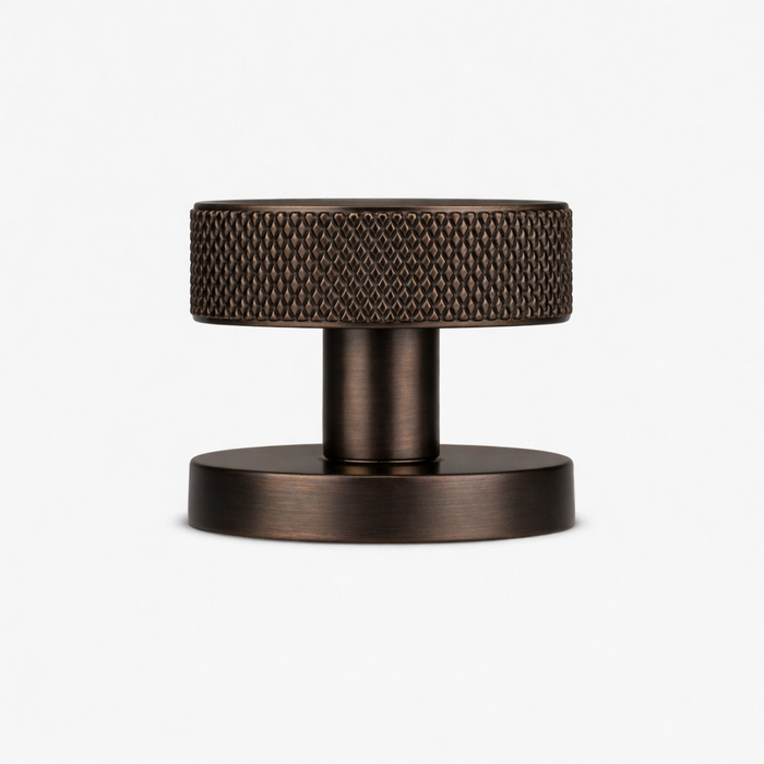 Custom Colour Brass Mortice Door Knobs Knurled in Bronze – product view 2