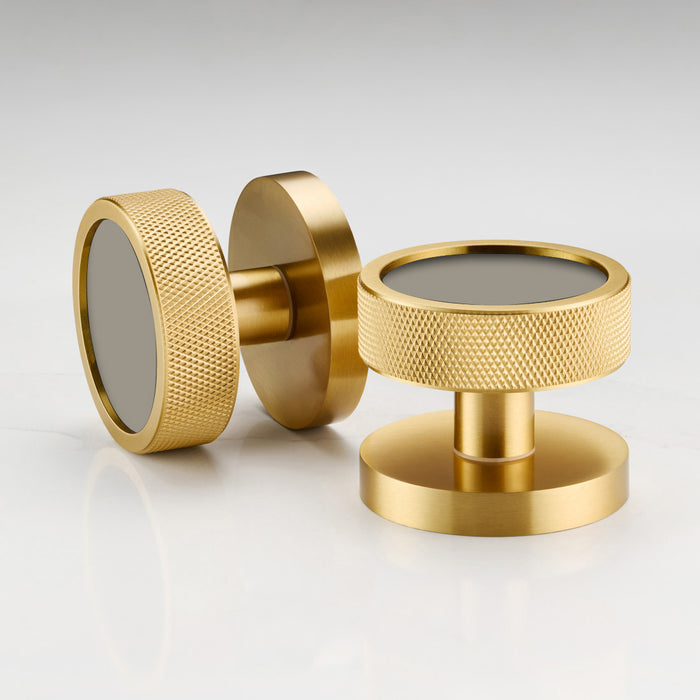Custom Colour Brass Mortice Door Knobs Knurled in Gold – product view 4