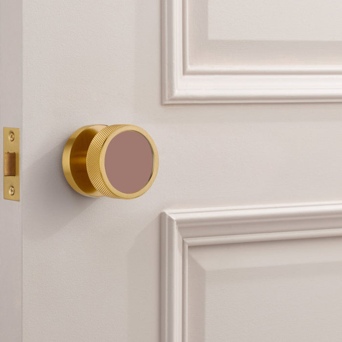 Custom Colour Brass Mortice Door Knobs Knurled in Gold – product view 5