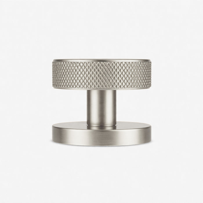 Custom Colour Brass Mortice Door Knobs Knurled in Silver – side view