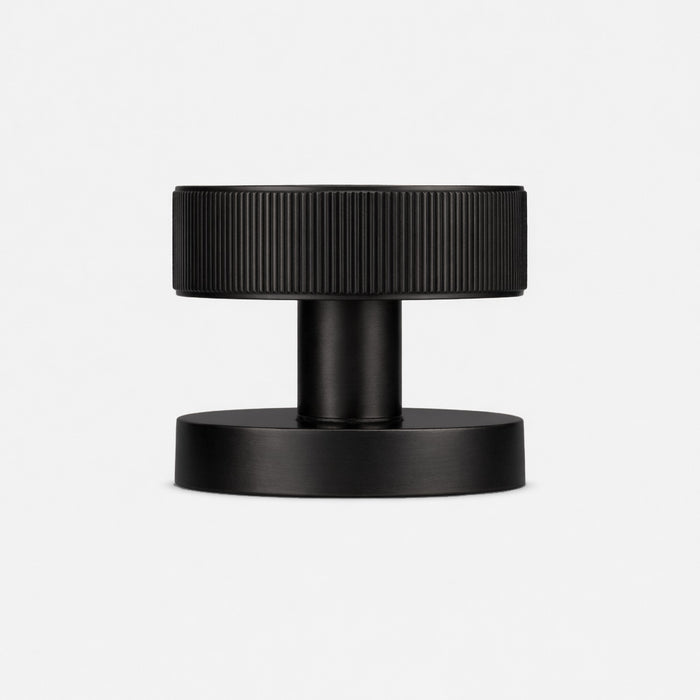 Custom Colour Brass Mortice Door Knobs Linear in Black – side view