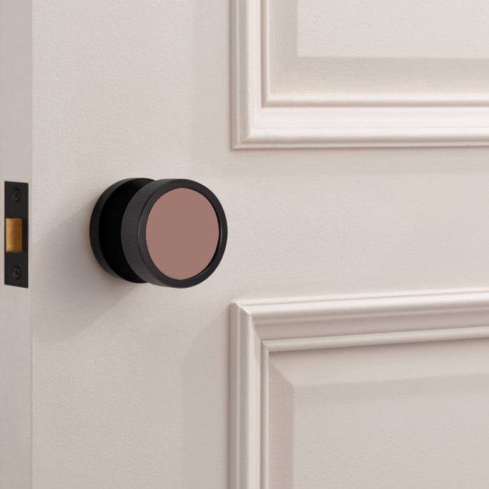 Custom Colour Brass Mortice Door Knobs Linear in Black – product view 4
