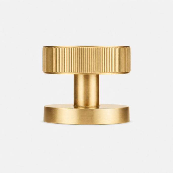 Custom Colour Brass Mortice Door Knobs Linear in Gold – product view 2