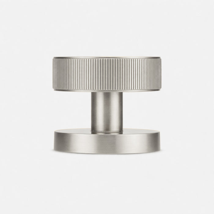Custom Colour Brass Mortice Door Knobs Linear in Silver – side view