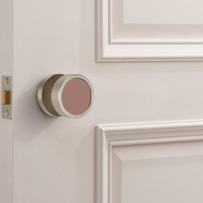 Custom Colour Brass Mortice Door Knobs Linear in Silver – product view 4