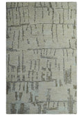 Custom Made Beige, Olive and Gray Hand Knotted Modern Abstract wool Area Rug - The Rug Decor