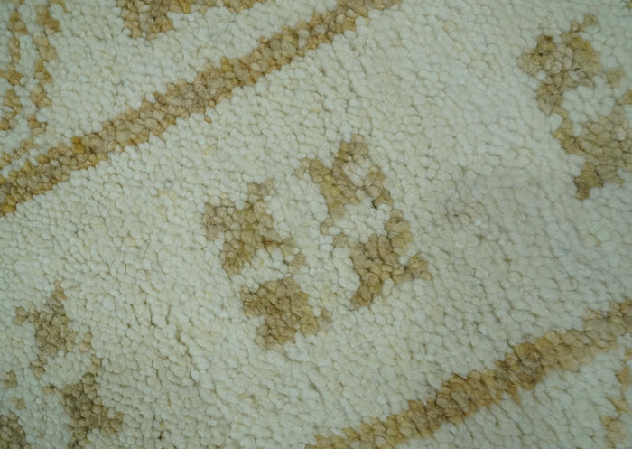 Custom Made Ivory and Olive Traditional Hand Knotted wool Area Rug - The Rug Decor