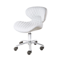 Diamond Pedicure Stool 1001L-DIA by Whale Spa, white quilted ergonomic chair with chrome base.
