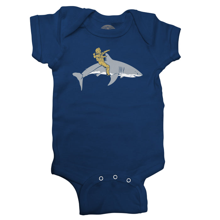 Diver Riding a Shark Infant Bodysuit - Unisex Fit