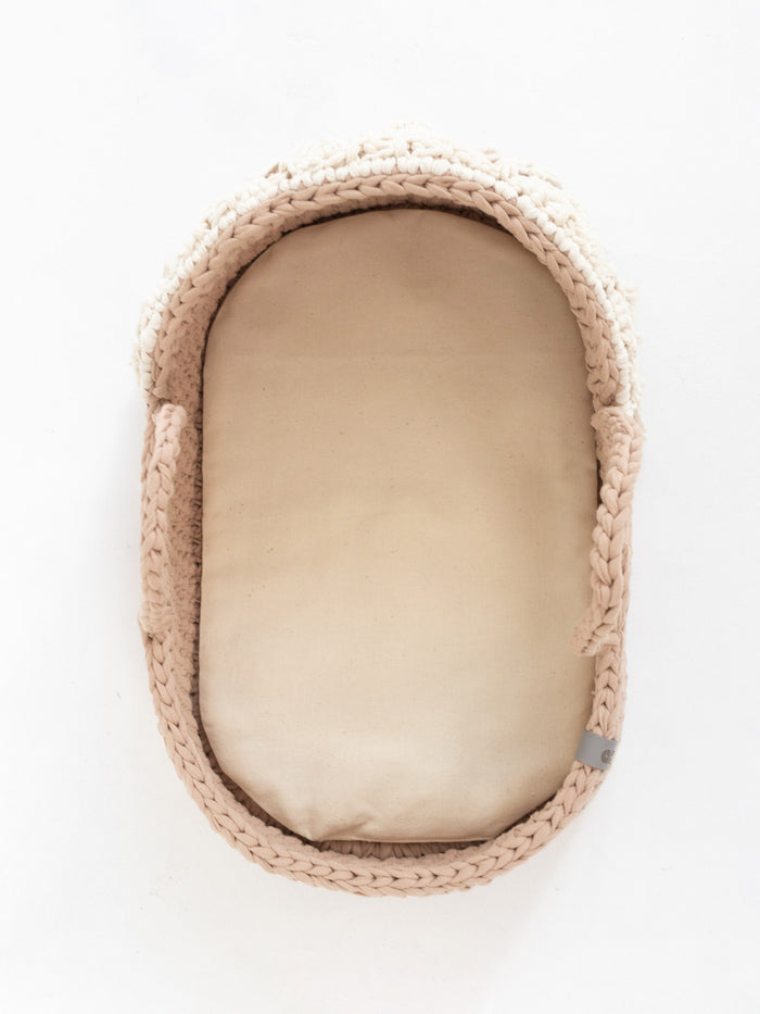 Doll Moses Basket Macrame Hood w/Rocking Stand