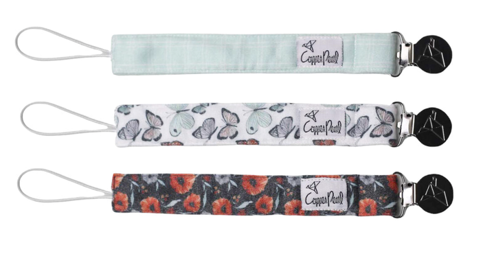 Dot Copper Pearl Binky Clip Set