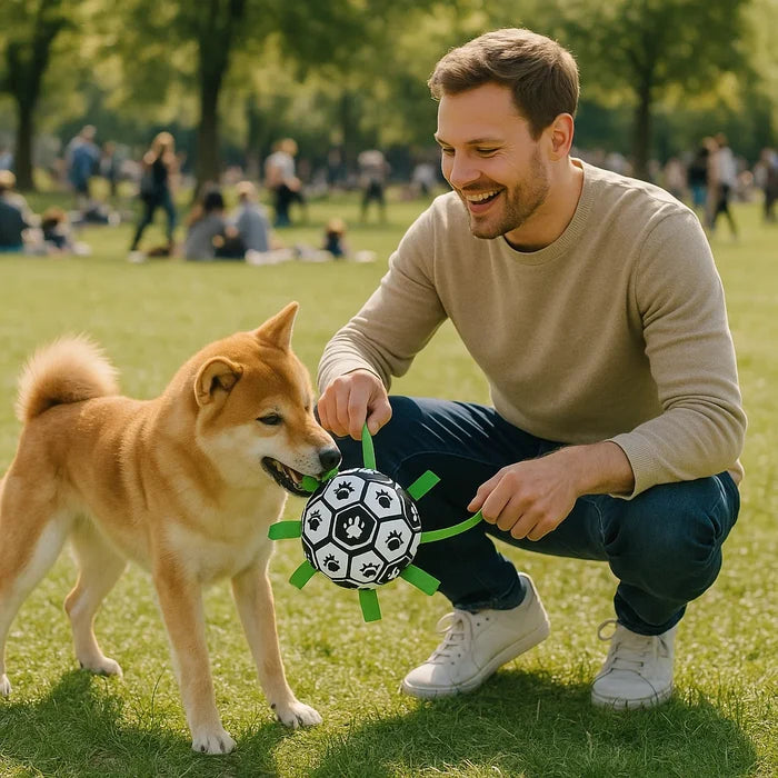 Durable Dog Ball with Tug Handles