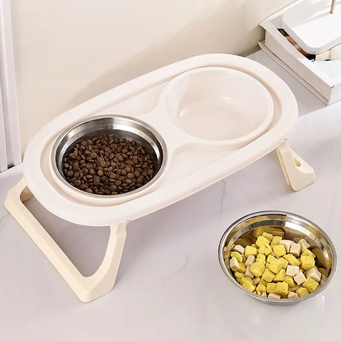 ElevateEase Foldable Double Stainless Bowl