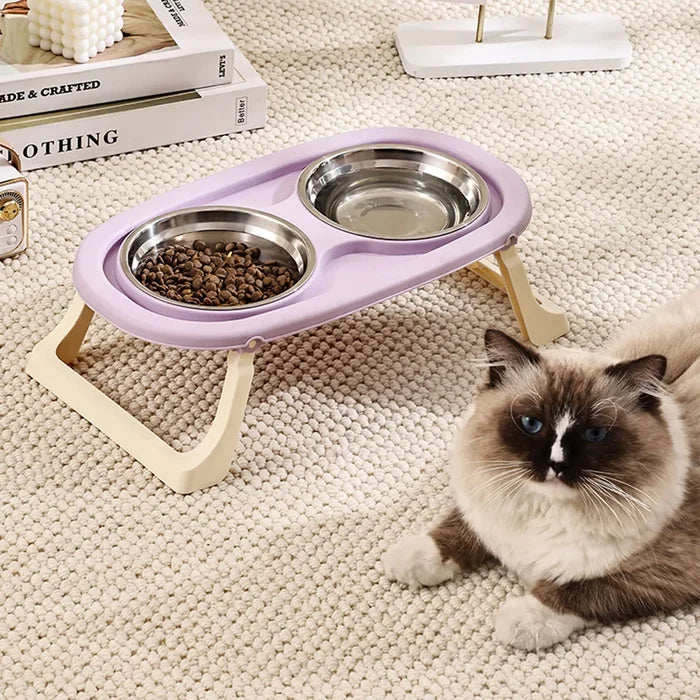 ElevateEase Foldable Double Stainless Bowl