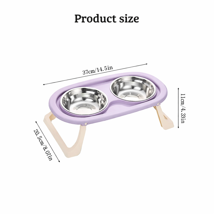 ElevateEase Foldable Double Stainless Bowl