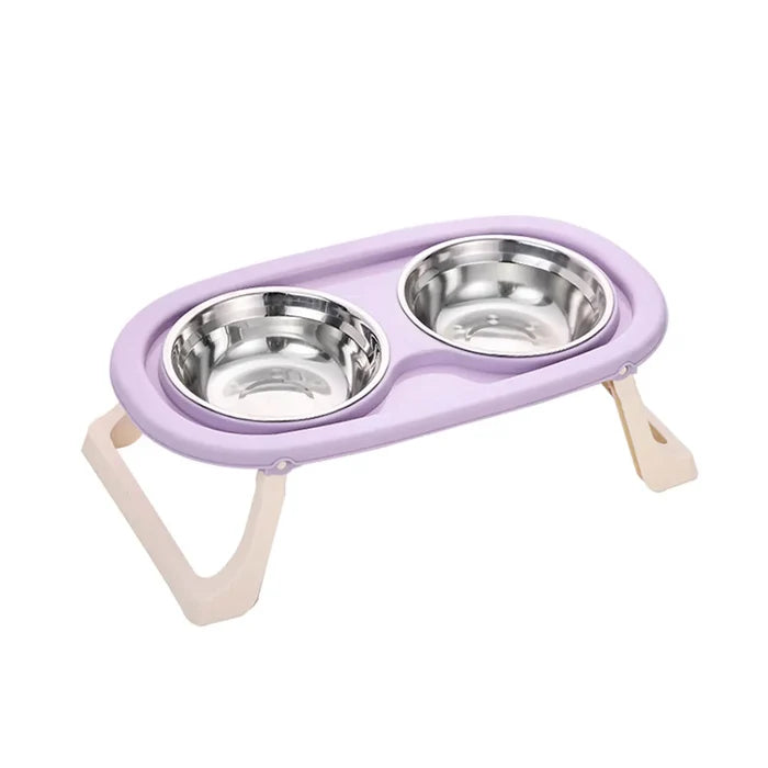 ElevateEase Foldable Double Stainless Bowl