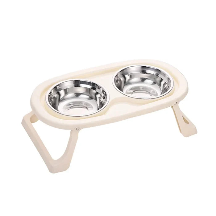 ElevateEase Foldable Double Stainless Bowl