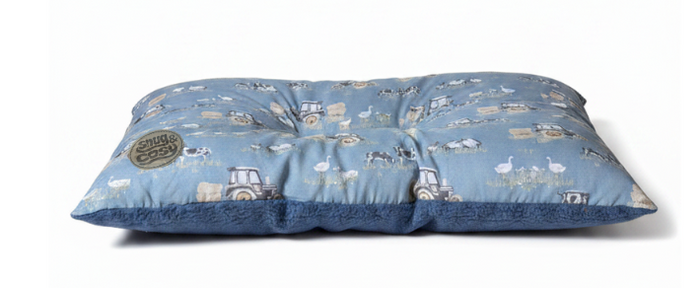 Farmyard Blue Dog Pet Lounger - Cozy Reversible Cushion for Dogs - Pet Loungers for dogs Snug and Cosy Pets
