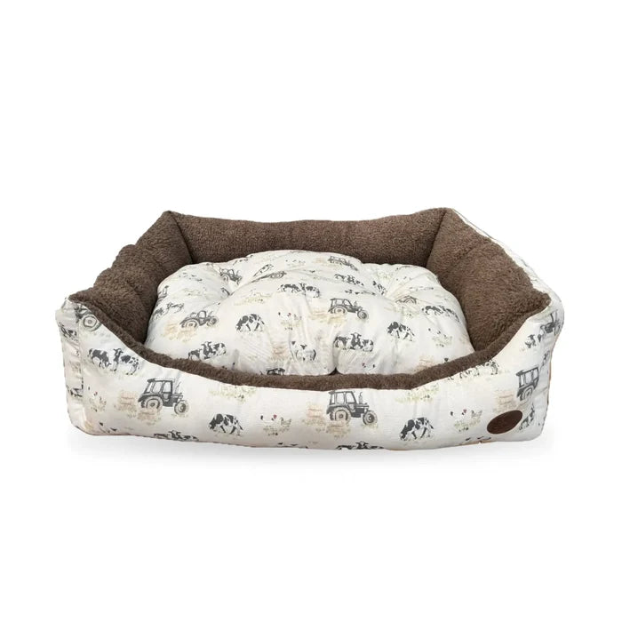 Farmyard Cream Rectangle Dog Pet Bed - Cozy Comfort for Your Pup - Pet Beds for dogs Snug and Cosy Pets