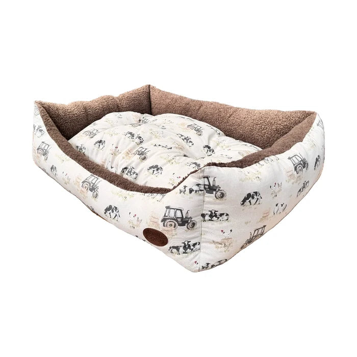 Farmyard Cream Rectangle Dog Pet Bed - Cozy Comfort for Your Pup - Pet Beds for dogs Snug and Cosy Pets