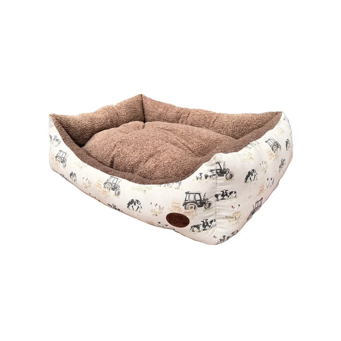 Farmyard Cream Rectangle Dog Pet Bed - Cozy Comfort for Your Pup - Pet Beds for dogs Snug and Cosy Pets