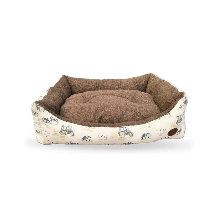 Farmyard Cream Rectangle Dog Pet Bed - Cozy Comfort for Your Pup - Pet Beds for dogs Snug and Cosy Pets