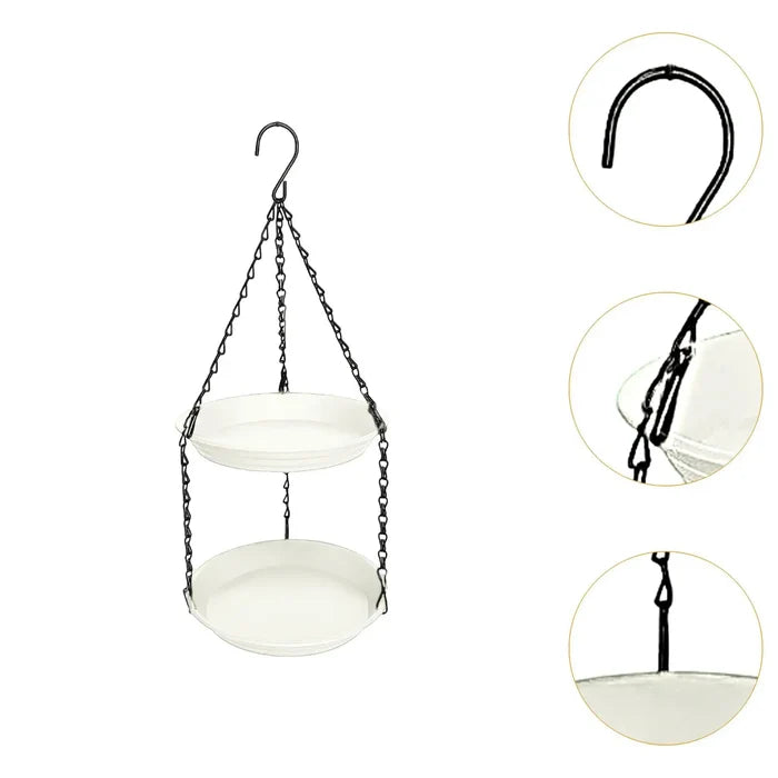 FeatherFeast Dual Bowl Hanging Bird Feeder