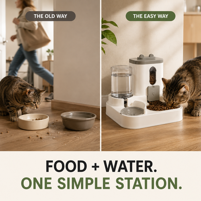 FeedFlow 2-in-1 Auto Food & Water Feeder