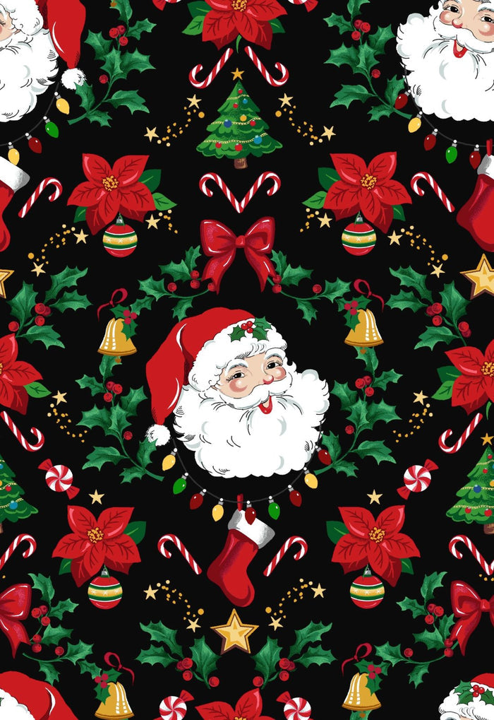 FL-Tidings & Joy D103-Z Black - Santa Trimmings