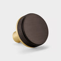 Gold Brass Door Knobs with Linear Top In Bronze
