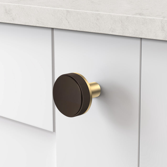 Gold Brass Door Knobs with Linear Top In Bronze – product view 2