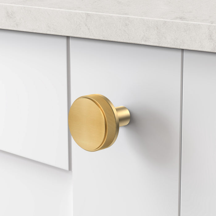 Gold Brass Door Knobs with Linear Top In Gold – product view 2