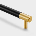 Gold Brass Leather Cabinet Handles in Black