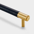 Gold Brass Leather Cabinet Handles in Blue