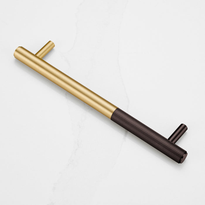 Gold Brass Linear Cabinet Handle with Tip in Bronze – product view 2