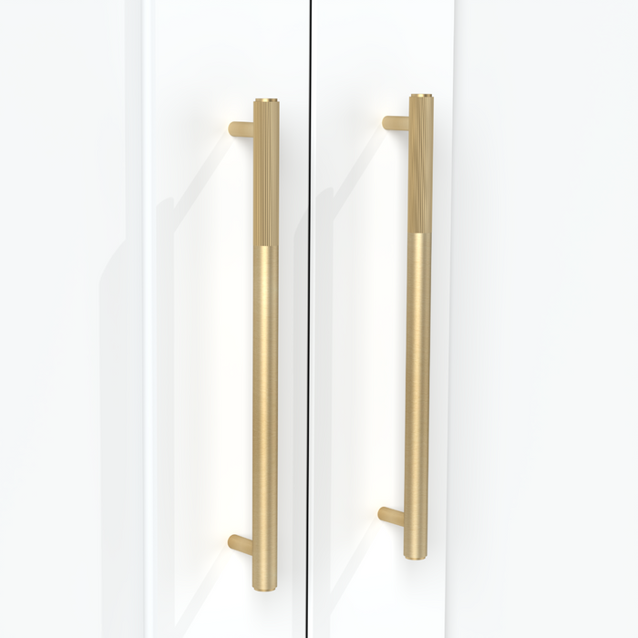 Gold Brass Linear Cabinet Handle with Tip in Gold – installed view