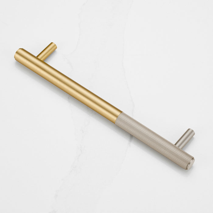 Gold Brass Linear Cabinet Handle with Tip in Silver – product view 2