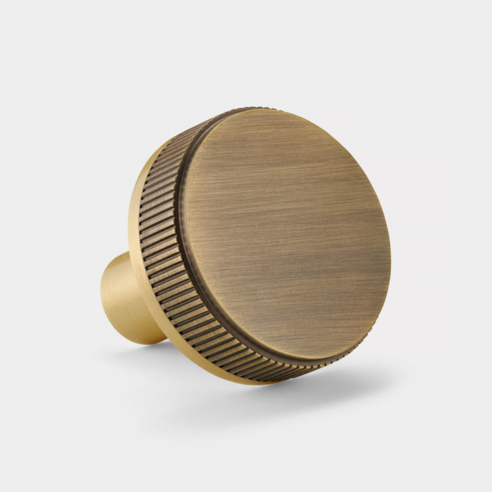 Gold Brass Linear Door Knobs with Tip In Antique
