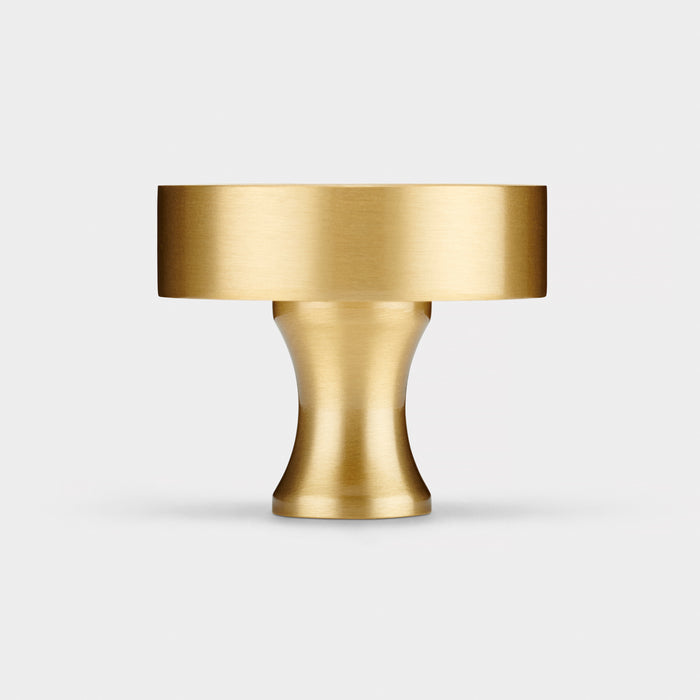 Gold & Wood Round Door Knobs in Zebrano – side view