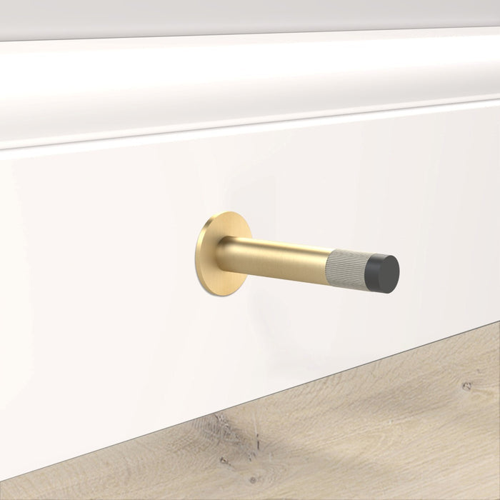 Gold Linear Wall Mounted Door Stop in Silver – installed view